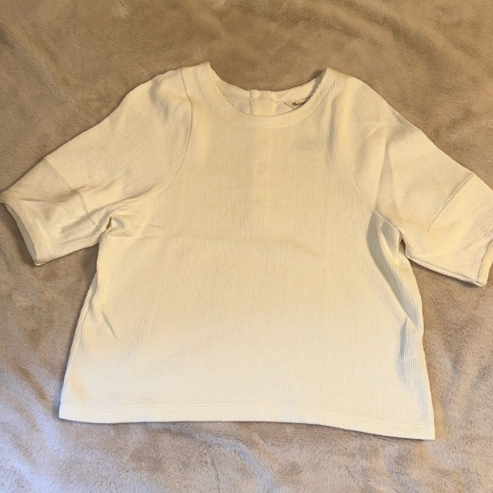 Madewell women’s Ottoman Jacquard Button-Back Top size small new with tags